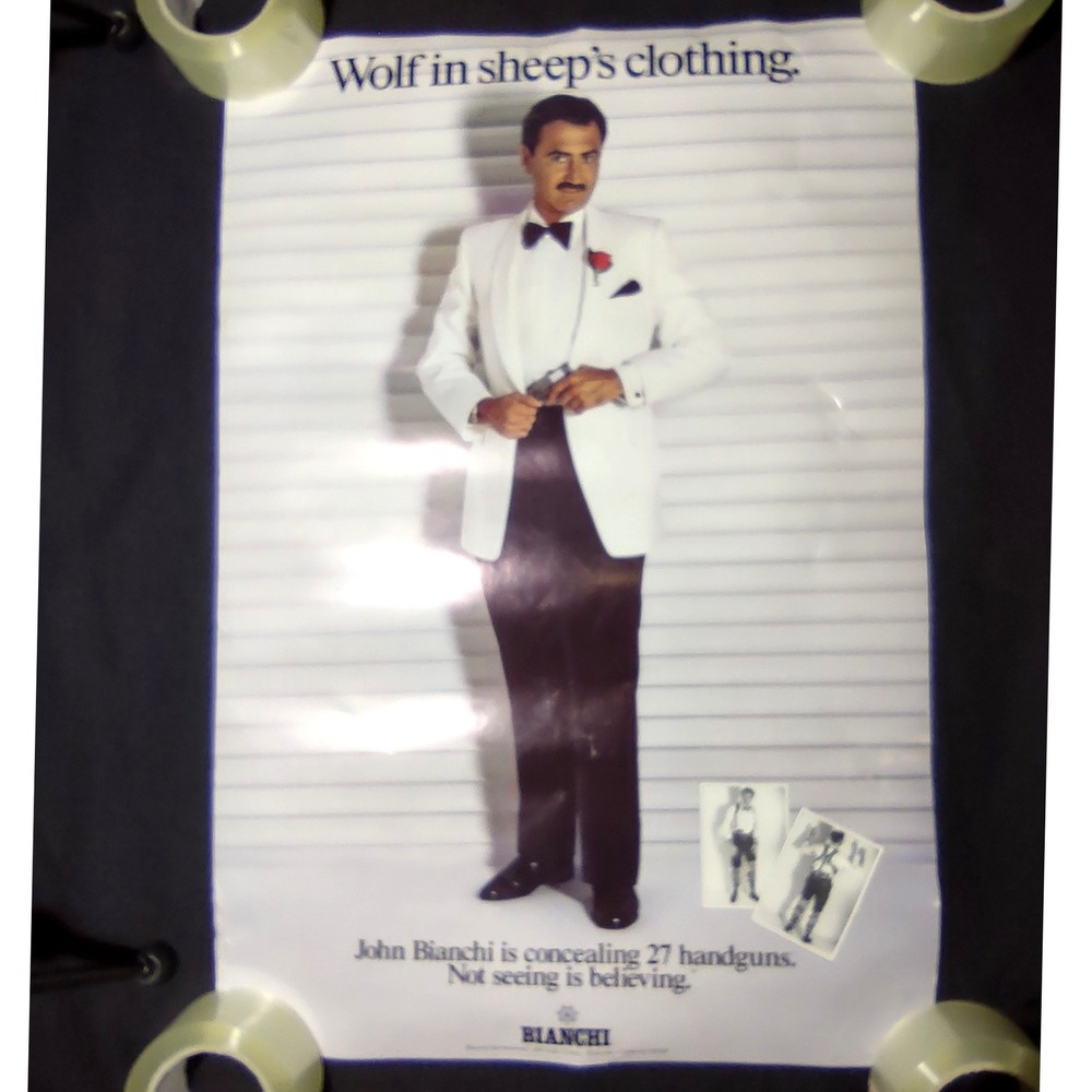 Vtg Bianchi International Wolf In Sheeps Clothing John Bianchi Poster 27 Guns